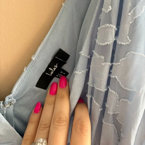 Lulus Sweet Sophistication Light Blue Burnout Floral Maxi Dress Size XL Formal - Picture 5 of 10